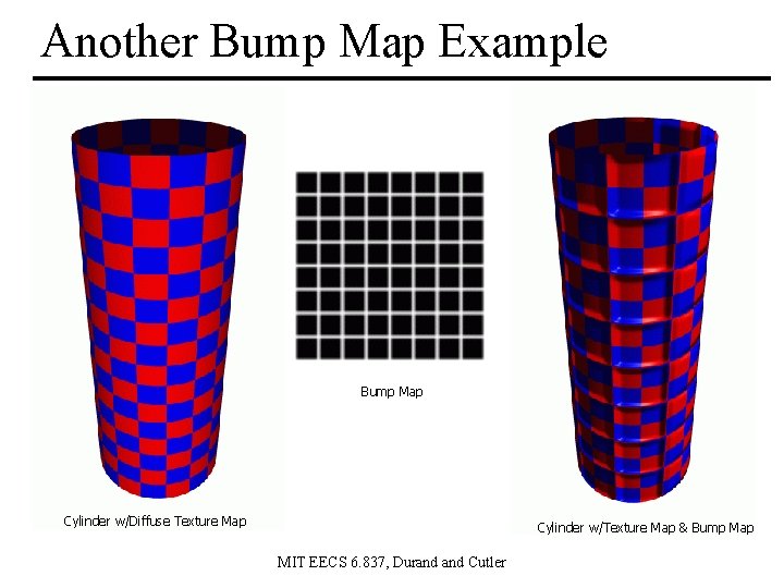 Another Bump Map Example Bump Map Cylinder w/Diffuse Texture Map Cylinder w/Texture Map &