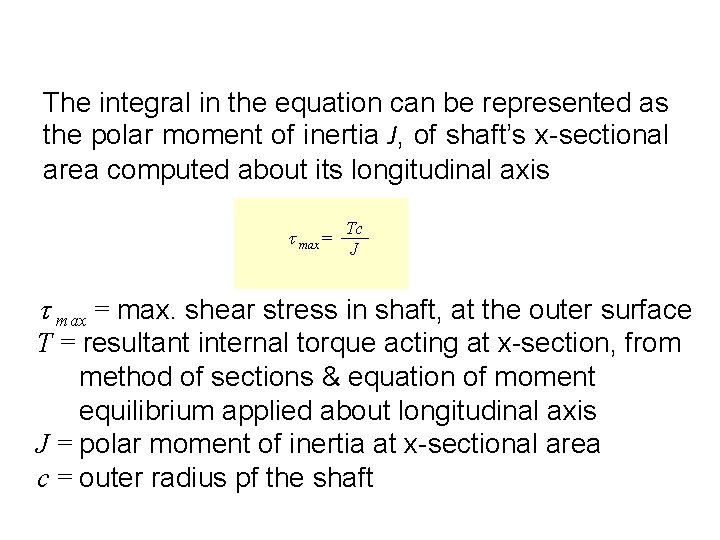 The integral in the equation can be represented as the polar moment of inertia