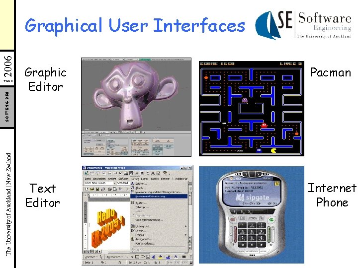 2006 Graphical User Interfaces The University of Auckland | New Zealand SOFTENG 350 YEAR