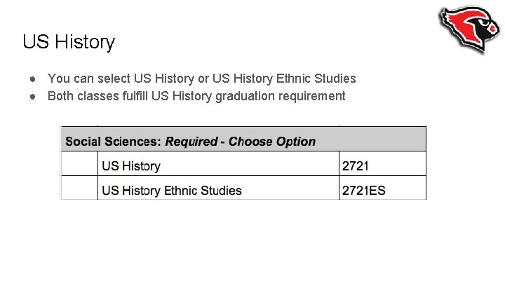 US History ● You can select US History or US History Ethnic Studies ●