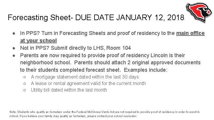 Forecasting Sheet- DUE DATE JANUARY 12, 2018 ● In PPS? Turn in Forecasting Sheets