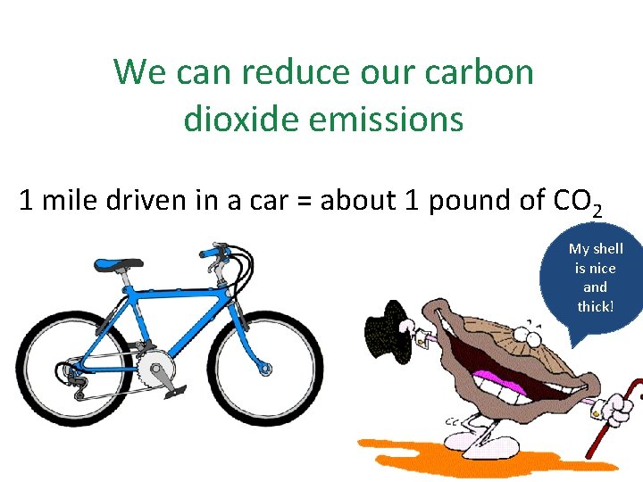 We can reduce our carbon dioxide emissions 1 mile driven in a car =