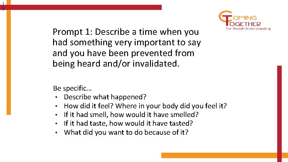 1 8 Prompt 1: Describe a time when you had something very important to