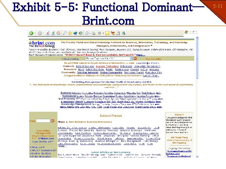 Exhibit 5 -5: Functional Dominant— Brint. com 5 -11 1 -11 