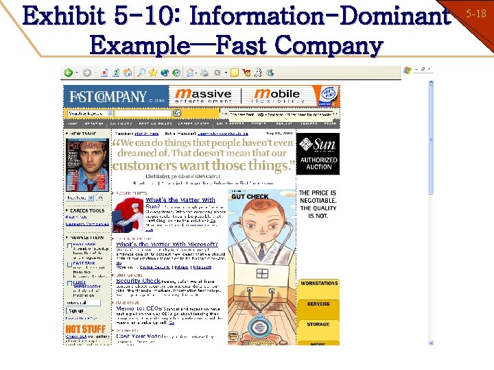 Exhibit 5 -10: Information-Dominant Example—Fast Company 5 -18 1 -18 