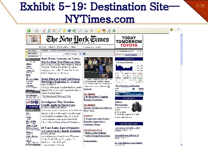 Exhibit 5 -19: Destination Site— NYTimes. com 5 -36 1 -36 