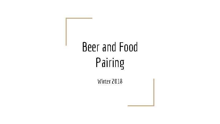 Beer and Food Pairing Winter 2018 