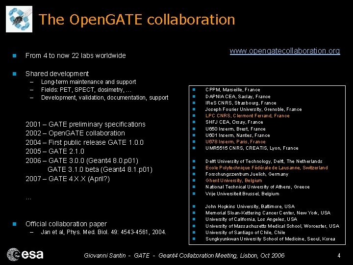 The Open. GATE collaboration n From 4 to now 22 labs worldwide n Shared