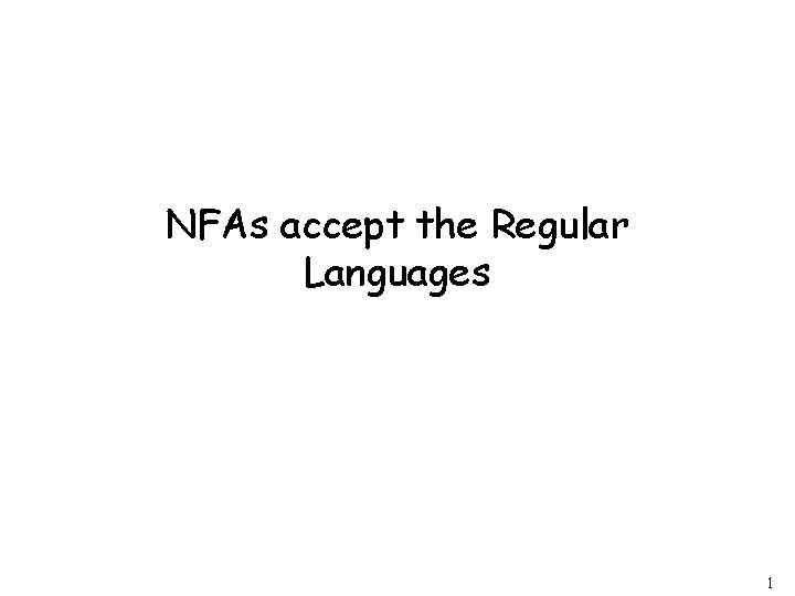 NFAs accept the Regular Languages 1 