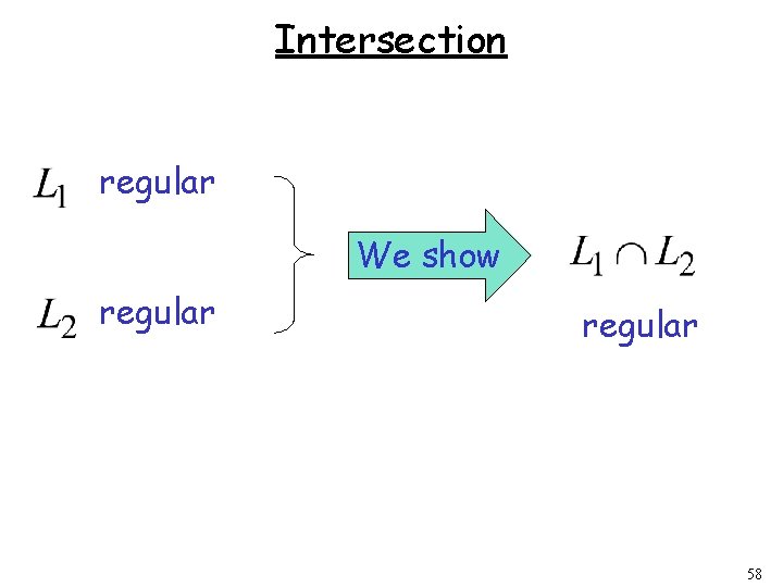 Intersection regular We show regular 58 