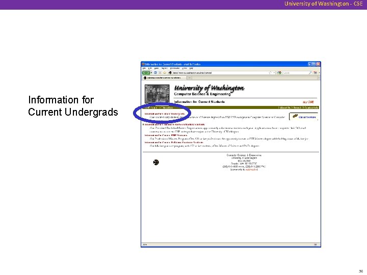 University of Washington - CSE Information for Current Undergrads 36 