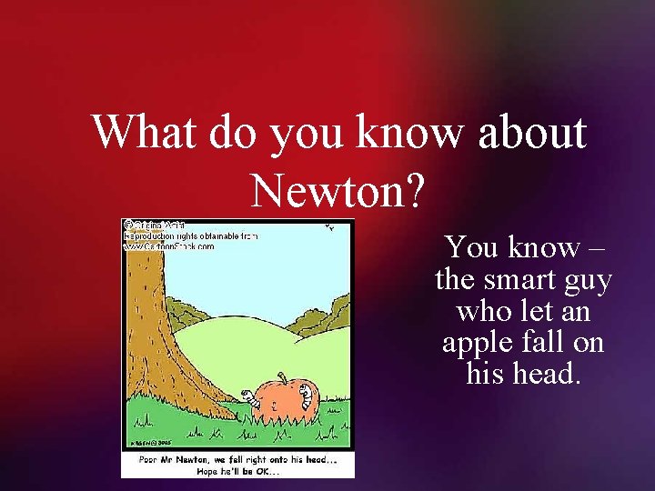 What do you know about Newton? You know – the smart guy who let