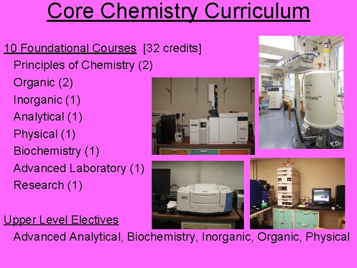 Core Chemistry Curriculum 10 Foundational Courses [32 credits] Principles of Chemistry (2) Organic (2)