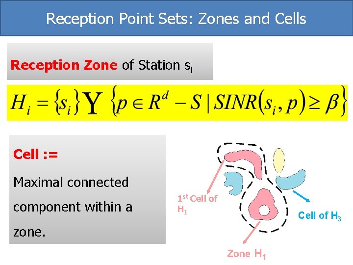 Reception Point Sets: Zones and Cells Reception Zone of Station si Cell : = Reception Point Sets: Zones and Cells Reception Zone of Station si Cell : =