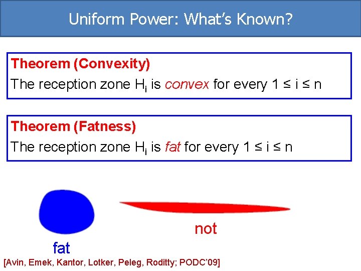 Uniform Power: What’s Known? Theorem (Convexity) The reception zone Hi is convex for every Uniform Power: What’s Known? Theorem (Convexity) The reception zone Hi is convex for every