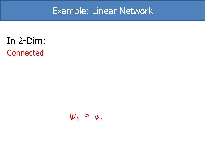 Example: Linear Network In 2 -Dim: Connected ψ1 > ψ2 Example: Linear Network In 2 -Dim: Connected ψ1 > ψ2