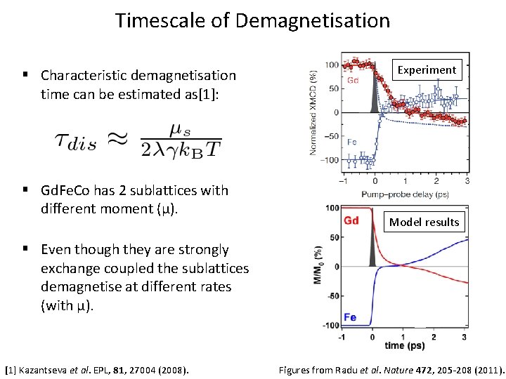 Timescale of Demagnetisation § Characteristic demagnetisation time can be estimated as[1]: § Gd. Fe.