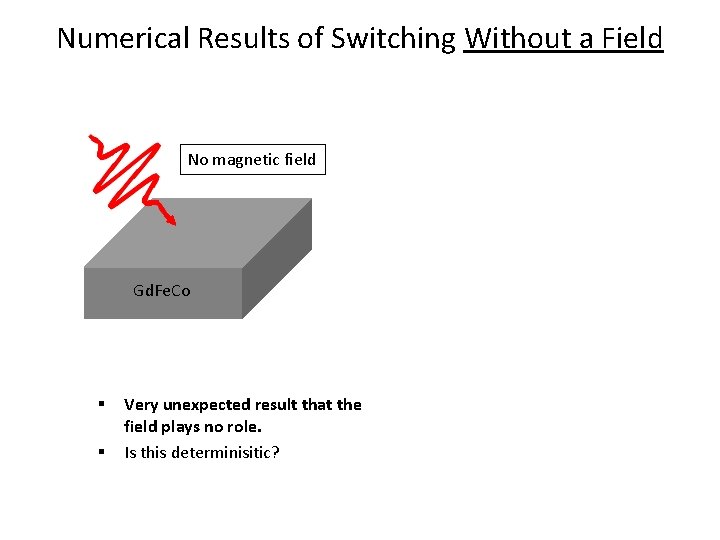 Numerical Results of Switching Without a Field No magnetic field Gd. Fe. Co §