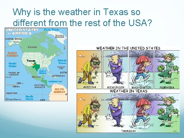 Why is the weather in Texas so different from the rest of the USA? Why is the weather in Texas so different from the rest of the USA?