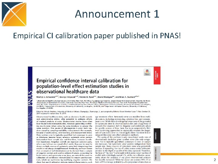 Announcement 1 Empirical CI calibration paper published in PNAS! 2 