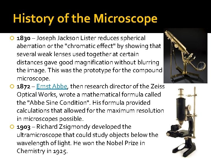 History of the Microscope 1830 – Joseph Jackson Lister reduces spherical aberration or the