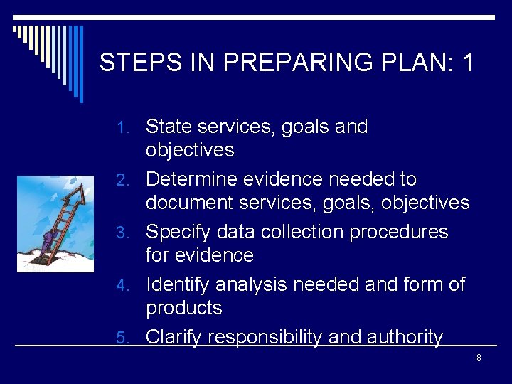 STEPS IN PREPARING PLAN: 1 1. State services, goals and 2. 3. 4. 5.