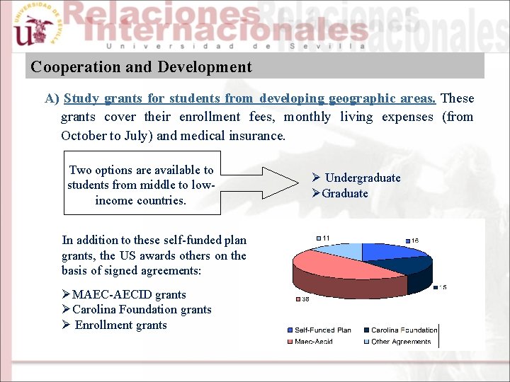 Cooperation and Development A) Study grants for students from developing geographic areas. These grants