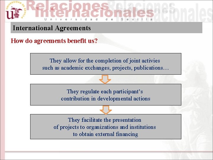International Agreements How do agreements benefit us? They allow for the completion of joint