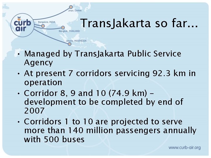 Trans. Jakarta so far. . . • Managed by Trans. Jakarta Public Service Agency