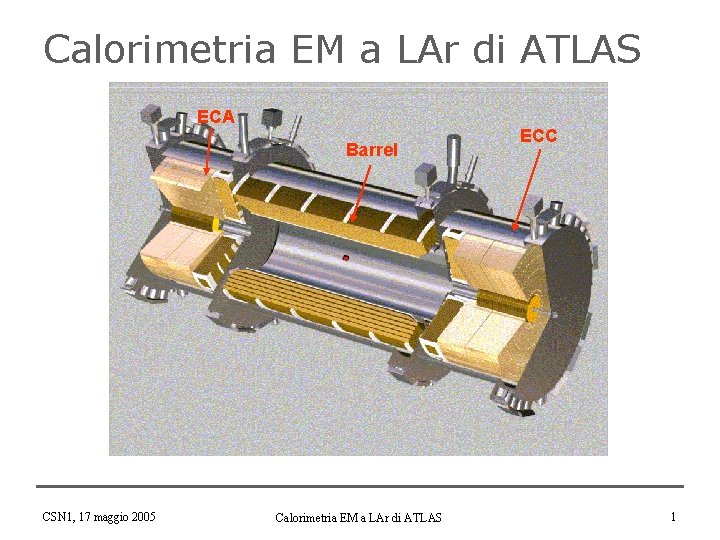 Calorimetria EM a LAr di ATLAS ECA Barrel CSN 1, 17 maggio 2005 Calorimetria