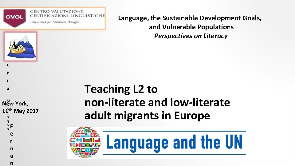 Language, the Sustainable Development Goals, and Vulnerable Populations Perspectives on Literacy C. P. I.