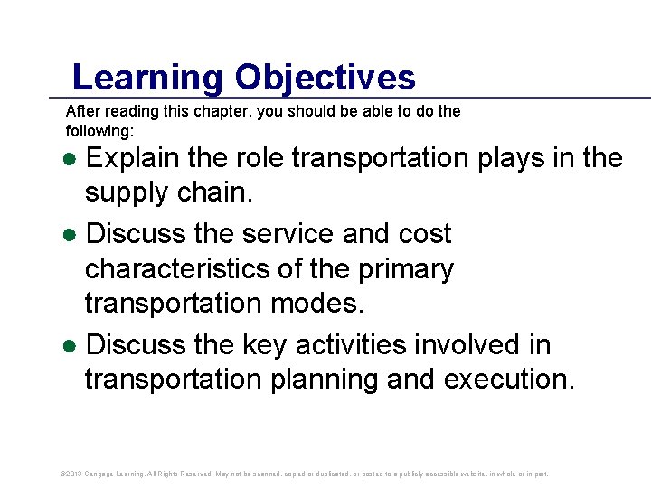 Learning Objectives After reading this chapter, you should be able to do the following: Learning Objectives After reading this chapter, you should be able to do the following:
