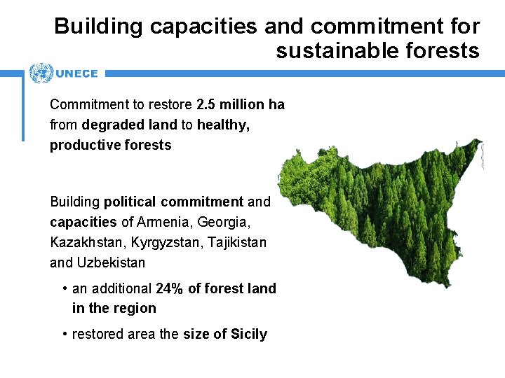 Building capacities and commitment for sustainable forests Commitment to restore 2. 5 million ha