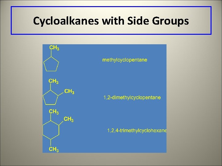 Cycloalkanes with Side Groups 