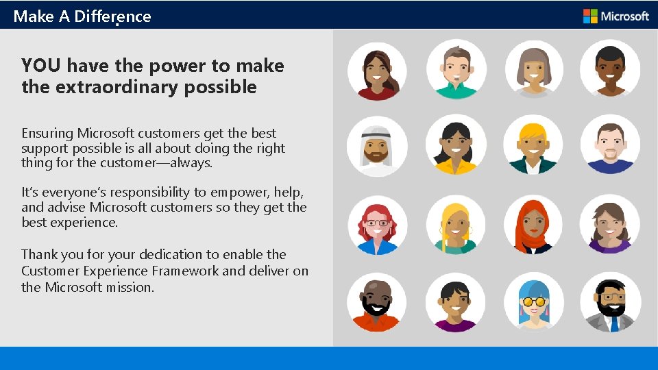 Make A Difference YOU have the power to make the extraordinary possible Ensuring Microsoft