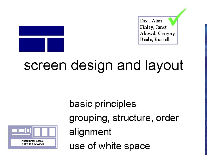  Dix , Alan Finlay, Janet Abowd, Gregory Beale, Russell screen design and layout