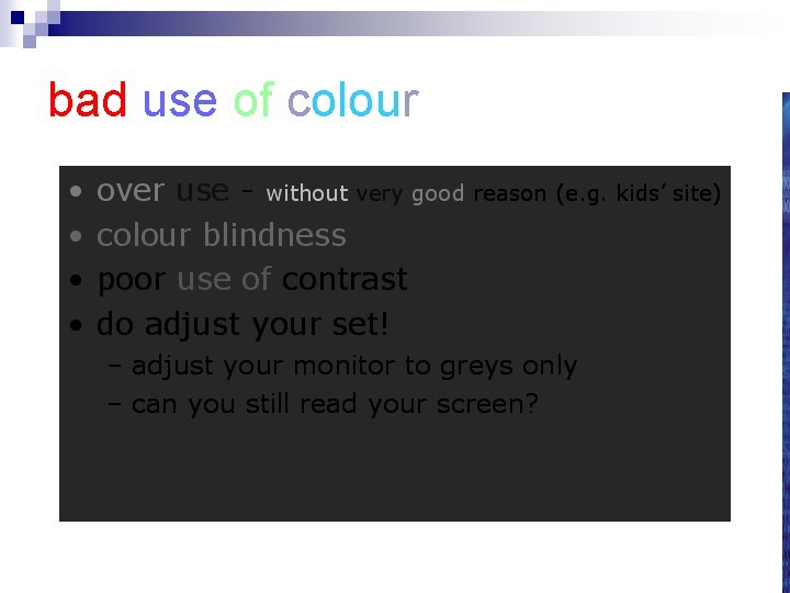 bad use of colour 