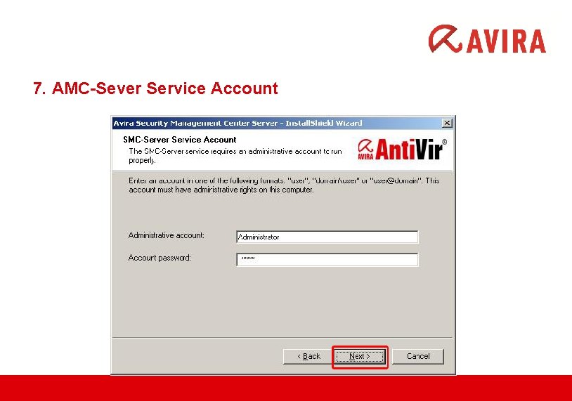 7. AMC-Sever Service Account 