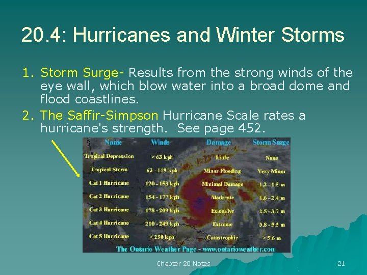 20. 4: Hurricanes and Winter Storms 1. Storm Surge- Results from the strong winds 20. 4: Hurricanes and Winter Storms 1. Storm Surge- Results from the strong winds