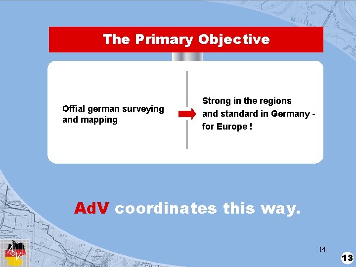 The Primary Objective Offial german surveying and mapping Strong in the regions and standard