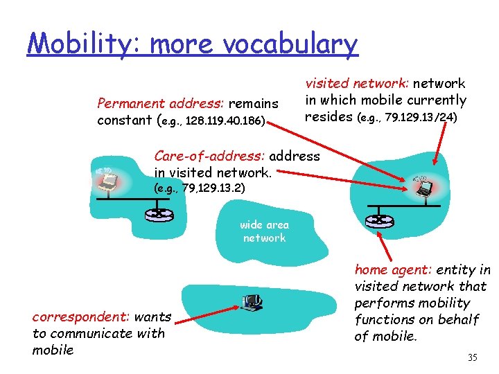Mobility: more vocabulary Permanent address: remains constant (e. g. , 128. 119. 40. 186)