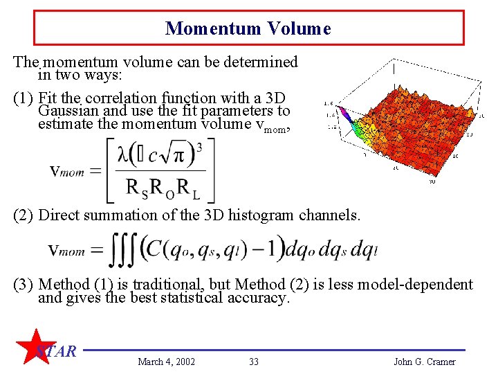 Momentum Volume The momentum volume can be determined in two ways: (1) Fit the