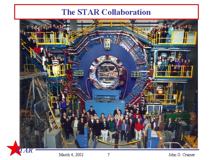 The STAR Collaboration STAR March 4, 2002 7 John G. Cramer 