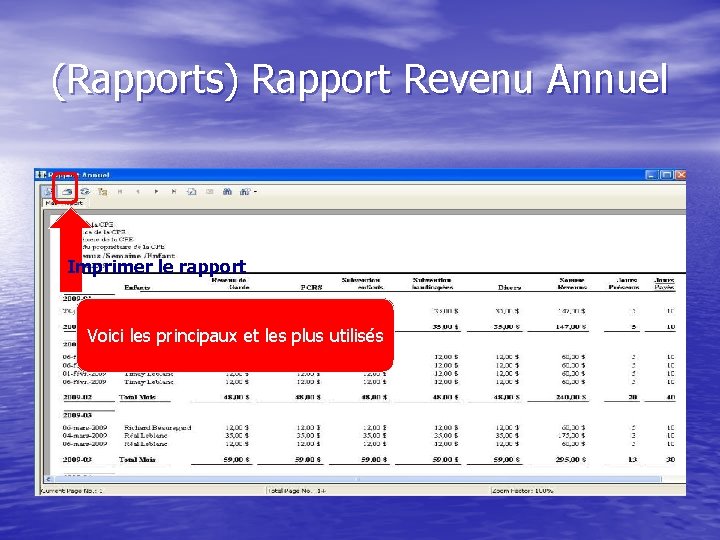 (Rapports) Rapport Revenu Annuel Imprimer le rapport Voici les principaux et les plus utilisés