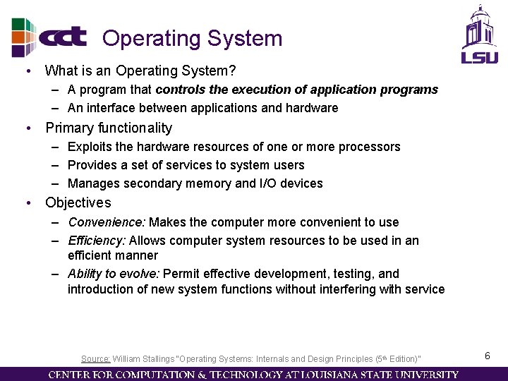 Operating System • What is an Operating System? – A program that controls the