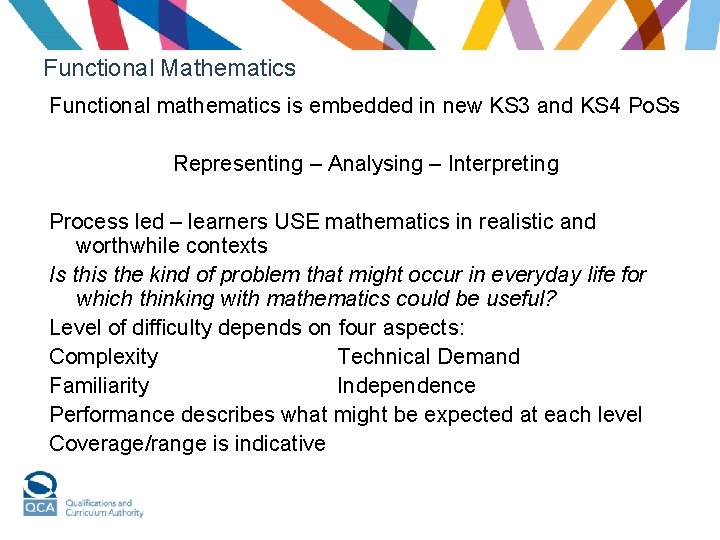 Functional Mathematics Functional mathematics is embedded in new KS 3 and KS 4 Po.