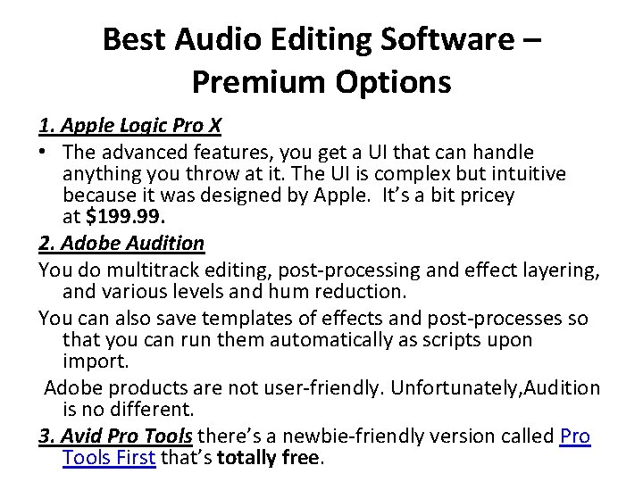 Best Audio Editing Software – Premium Options 1. Apple Logic Pro X • The