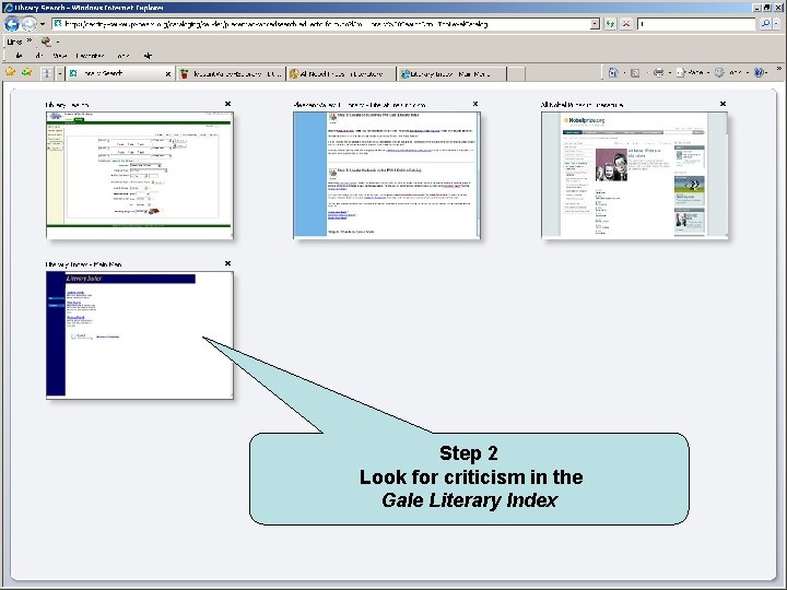 Step 2 Look for criticism in the Gale Literary Index 