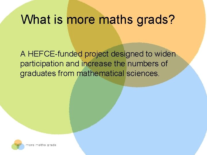 What is more maths grads? A HEFCE-funded project designed to widen participation and increase