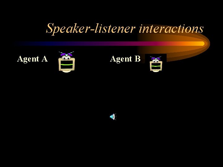 Speaker-listener interactions Agent A Agent B 